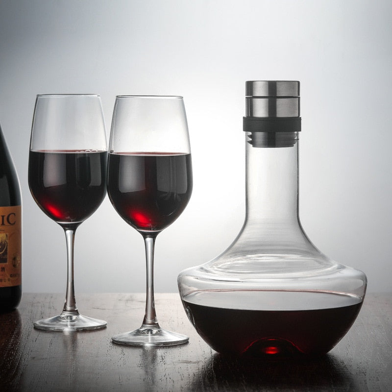 WineWhiskyPlus Beautiful 1000ML Big Decanter Handmade Crystal Red Wine Glasses Decanter Aerator
