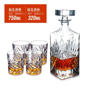 Open image in slideshow, WineWhiskyPlus 5 Pcs/Set Crafted Glass Decanter Whisky Glasses and 4 Glasses Free Del!
