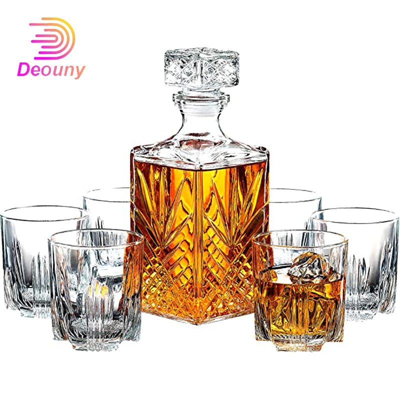 WineWhiskyPlus  0.5L&1L Crafted Glass Decanter Whisky Glasses Set FREE DELIVERY!