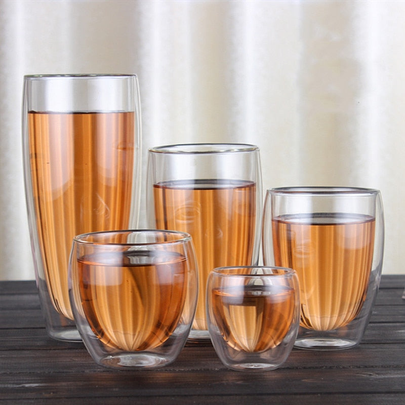 WineWhiskyPro Heat-resistant Double Wall Glass Cup Water Espresso Coffee Cup Set Handmade