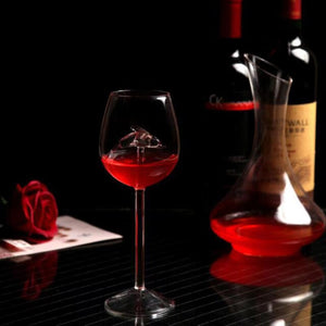 Open image in slideshow, Free Shipping New Lead Free Crystal Shark Wine Glass Goblet Built-in Seahorse Starfish Dolphin
