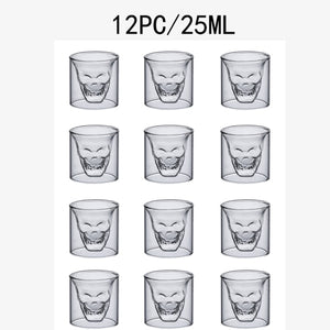 Open image in slideshow, WineWhiskyPlus Transparent Skull Cup 25ML Double Transparent Glass Beer Whiskey Vodka
